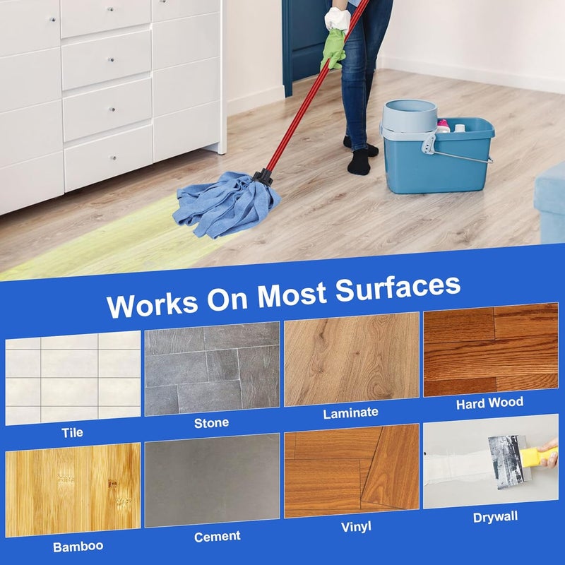 BeiLan Microfiber Mop Cloth Heads Replacements: One Mop Handle with Four Blue Microfiber Cloth Mop Heads Compatible with All Standard US Threading Pole Mop Handle - Image 5